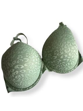 Victoria Secret Wear Everywhere Push-up Bra 34DD Green Lace PINK